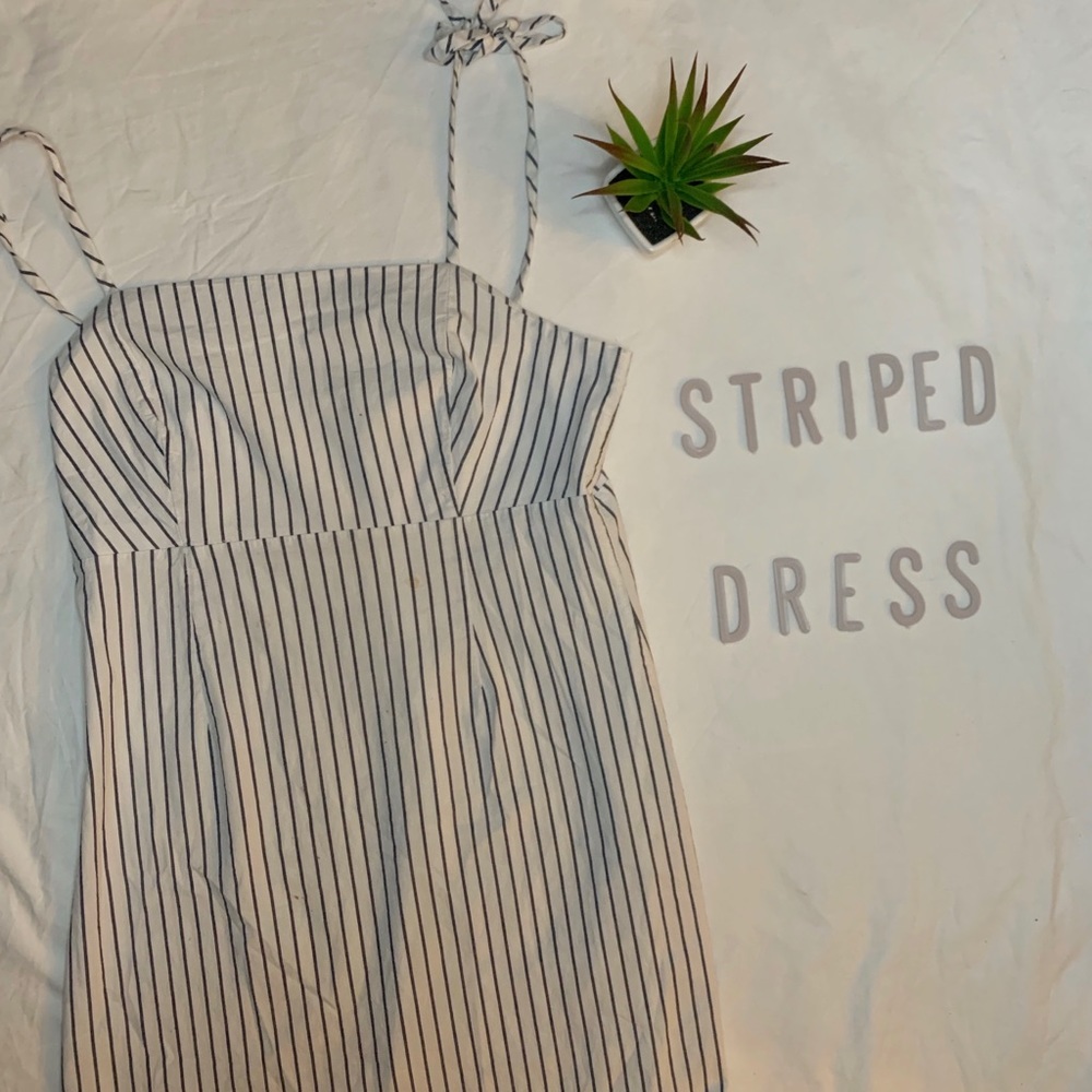 Tie Shoulder Striped Dress